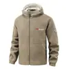 Moletom com Capuz de Lã para Uso Externo Outono e Inverno Espessado Travamento de Temperatura Corte Solto Masculino para Montanhismo, Deslocamento, Jaqueta Casual