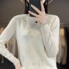 Otoño e invierno nuevo suéter top suéter de mujer cuello redondo holgado interior lana de diamante manga larga camisa base