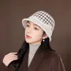 Sombrero de Pescador de Punto Cálido de Moda para Invierno para Mujeres Mayores, Sombrero de Pescador a Cuadros Casual para Exteriores a Prueba de Viento