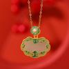 Yilu plata S925 plata esterlina chapado en oro jade Hetian cloisonné colgante Nube de la Suerte de la Suerte temperamento retro colgante femenino