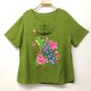 Camiseta de mujer estilo étnico verano nuevo algodón y lino bordada pavo real top de mujer turismo ropa étnica venta al por mayor