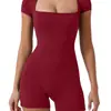 Nuevo Mono de Manga Corta Sin Costuras Europeo y Americano para Primavera y Verano, Ropa de Yoga, Mono Deportivo Casual, Prenda Moldeadora de Cintura