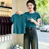 Camiseta Feminina Estampada de Manga Curta para Verão, Cintura Alta, Estilo Novo da Moda, Elegante e Versátil, Top Casual para Figuras Baixas