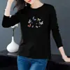 Camiseta de manga larga 100% algodón para mujer 2024 Otoño Nuevo estilo coreano holgada combinable para mujer top casual moda