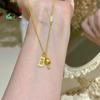 Colar Sino Palaciano Ábaco de Ouro Antigo Estilo Chinês Pingente Sino da Paz Moda Conjunto Corrente Clavicular Presente de Aniversário