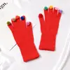 Guantes de invierno para mujer, lindos, para montar, a prueba de frío, cálidos, con pompón, lindos, para otoño e invierno, ciclismo, pantalla táctil, forrados de polar, de algodón