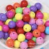 Contas Redondas de Acrílico Cor Sólida com Furo Reto Contas Macaron Contas Soltas Feitas à Mão Acessórios para Pulseira DIY Joias