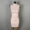 Vestido Justo Sem Mangas, Gola Meia-Alta, Acinturado, Bodycon, Estilo Coreano Dongdaemun, Transfronteiriço, Sexy