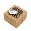 Caja de Regalo Cuadrada de Papel Kraft con Ventana, Etiqueta de Agradecimiento con Cuerda de Yute, Caja de Papel para Empaque de Galletas, Al por Mayor en Stock
