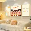 Una Familia de Tres Sana Sala de Estar Cálida Triple Pintura Decorativa Tronco Crema Nueva Pintura Colgante Mural de Fondo para Sofá