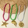 Collar Colgante de Metal Estrella de Mar de Cristal Oceánico Europeo y Americano Transfronterizo, Collar Exagerado Personalizado para Vacaciones en la Playa