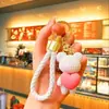Llavero Creativo Oso Corazón Corriendo con un Buen Carnicero, Llavero de Muñeco de Pareja Mismo Estilo Colgante para Bolso