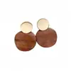 Novos Brincos Studs Geométricos de Madeira com Pino de Prata Retro Chinês Brincos Modernos Versáteis Ornamentos de Orelha de Luxo Leve High-End Atacado