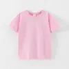 Camiseta de Manga Corta para Niños Ropa de Verano Color Sólido Patrón Personalizado Top Ropa de Algodón Puro Niños Camisa Lisa de Verano Suministro Transfronterizo