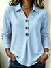 Moda Femenina Transfronteriza Europea y Americana Primavera y Otoño 2026 Nuevo Amazon Holgado Color Sólido Cuello Camisero Botones Fruncido Manga Larga Top