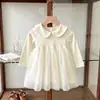 Vestido de Manga Larga para Niña 2026 Otoño Ropa Infantil Falda para Bebé Estilo Coreano Dulce Vestido con Cuello de Muñeca Nuevo