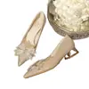 Nuevos Zapatos de Boda de Tacón Grueso 2025 para Novias, Zapatos de Cristal para Vestido de Novia Principal, Tacón Medio, Cómodos para Mujeres Embarazadas, Tacones Altos