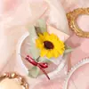 Día de la Madre 520 Ramo de Flores Secas al por Mayor Ramo de Girasol y Rosa Mini Mini Pequeño Ramo Recuerdo de Fiesta a Juego