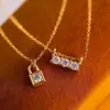 Collar Colgante de Cerradura Pequeña de Diamante Brillante con Concha Plateada de Plata S925 para Mujer Diseño de Lujo Ligero Cadena Versátil para la Clavícula