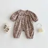 Ropa de Bebé Estilo Coreano Otoño Nueva Moda para Niñas Mono Floral con Cuello de Muñeca para Recién Nacidos Ropa de Gateo 100% Algodón