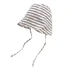 Sombrero de Pescador de Ala Ancha a Rayas de Nueva Llegada Francesa para Mujer Verano Protección Solar y Parasol Nicho Transpirable Que Muestra el Rostro Sombrero Pequeño Cubierta Facial Sombrero Cubo