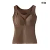 Camiseta térmica de seda sem costura com bojos, camada base plus size, não precisa usar sutiã, roupa íntima térmica com bojo fixo