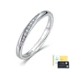 Anillo de moissanita de plata S925, diseño simple y delicado, medio engastado con piedras pavé, adecuado para uso diario, se puede apilar con otros anillos, directamente de fábrica