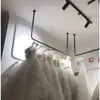 Soporte de exhibición de vestido de novia de hierro forjado para tienda de ropa de mujer, perchero en forma de U montado en la pared, estante de exhibición para vestidos de novia y de noche, otros