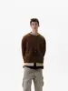 Suéter de punto para hombre con diseño de cárdigan falso de dos piezas, estilo coreano perezoso, nuevo para Otoño e Invierno 2025, top holgado