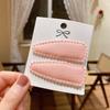 Accesorios para el cabello para niños estilo ins, pinza BB de encaje de color sólido, horquilla rota para bebé, flequillo lateral a cuadros bordado, conjunto de dos piezas
