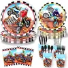 Amazon Nueva Fiesta de Cumpleaños Temática de Motocicleta Todoterreno Vajilla Desechable Mantel Servilleta Plato de Papel Decoraciones