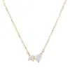 Collar de Plata de Ley 925 Chapado en Oro con Colgante de Zirconia en Forma de Gota de Agua para Mujer, Colgante de Diamante Brillante, Popular en Europa y América, Cadena Minimalista para Clavícula Estilo Ins de Nicho