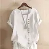Camiseta de Seda de Gelo Plissada Verão Retrô Solta Estilo Artístico Moda Casual Cor Sólida Gola Redonda Estilo Coreano Top para Mulheres