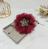 Acessório de Cabelo Handmade DIY Camélia de Strass com Franjas de Renda Estilo Doce Fashion e Exquisito Acessório de Cabelo com Franjas de Flor de Cinco Pétalas para Mulheres