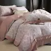 Nuevo juego de ropa de cama de cuatro piezas de algodón de fibra larga cepillado, con 60 hilos, que ofrece una sensación lujosa y de alta gama, disponible en estilos de sábana plana, sábana ajustable y colcha de algodón puro