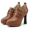 Novedad Primavera y Otoño 2026 Zapatos de Tacón Alto con Tacón Grueso para Mujer, Tallas 33-50, Plataforma Impermeable, Punta Fina, Zapatos de Cuero para el Trabajo