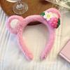 Diadema de Oso con Fresas Linda Diadema de Peluche Pinza para el Pelo de Oreja de Dibujos Animados Pinza para el Pelo de la Cara de Mujer Pinza para el Pelo Accesorios para el Cabello de Otoño e Invierno