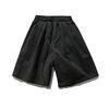 ORIGTEEN Shorts Básicos Retro de Algodón de Pierna Ancha Unisex Funcionales Sueltos Rectos 2417