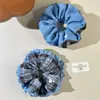 Diadema de tela de mezclilla azul a cuadros estilo coreano para recoger el pelo, estilo dulce, accesorio para el cabello para mujer