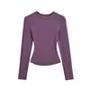 Camiseta sexy de cuello redondo y manga larga estilo Kardashian para mujer, top básico acanalado liso para otoño 2025