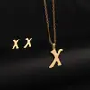 Brincos de Alfabeto Minimalistas e Elegantes Estilo Coreano, Colar Exportação Simples Europeu e Americano de Luxo Leve de Nicho