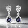 Versáteis novos brincos de gota azul royal da Cao Shi para noivas e eventos noturnos femininos, acessórios simples e elegantes europeus e americanos