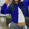 Roupas Europeias e Americanas Amazon Transfronteiriço Casual de Botão Único Cor Sólida Cardigan de Tricô Suéter Jaqueta Top Feminino Gola Redonda
