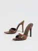 Sandalias de tacón alto para mujer, punta fina, acabado espejo, textura de piel de serpiente, mules, primavera/verano, para eventos nocturnos, fiestas, de moda, en stock, calzado para mujer
