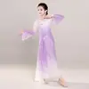 Adecuado para Ropa de Danza Clásica Infantil, Ropa de Práctica de Body Rhyme de Danza China, Ropa de Gasa, Gradiente de Danza de Abanico Étnica para Niñas
