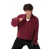 Novo suéter masculino casual de outono e inverno, estilo estético de rua, com textura de tricô grosso em trança e design de meio zíper