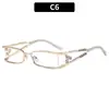 2026 Nuevos Lentes de Metal de Alta Gama a la Moda con Marco Metálico Tachonado de Diamantes Estilo Europeo y Americano Transfronterizo en Oro Metálico y Plata con Marco Cuadrado Pequeño Calado