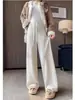 Pantalones casuales de punto jacquard de pierna ancha con cordón y cintura alta para mujer Verano 2025 Nuevos Pantalones holgados adelgazantes hasta el suelo con caída