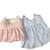 Pijama con Almohadillas para el Pecho para Mujer, Textura de Algodón Nube de Verano, Sensación de Alta Gama, Se Puede Usar Afuera, Pantalones Cortos de Tirantes de Dibujos Animados, Conjunto de Ropa para el Hogar
