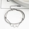 Pulseira de Coração de Aço Titânio de Camada Dupla Yunyao para Mulheres, Fashion, Sexy, Estilosa, Versátil, Joia de Mão Simples, Estilo Luxo Leve